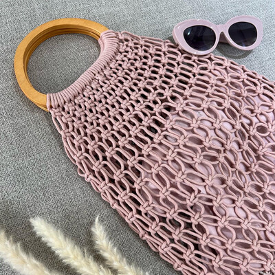Pink Knitted Metch Handbag