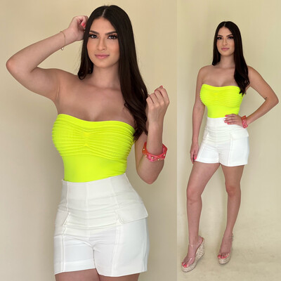 Neon Yellow Strapless Top (One size)