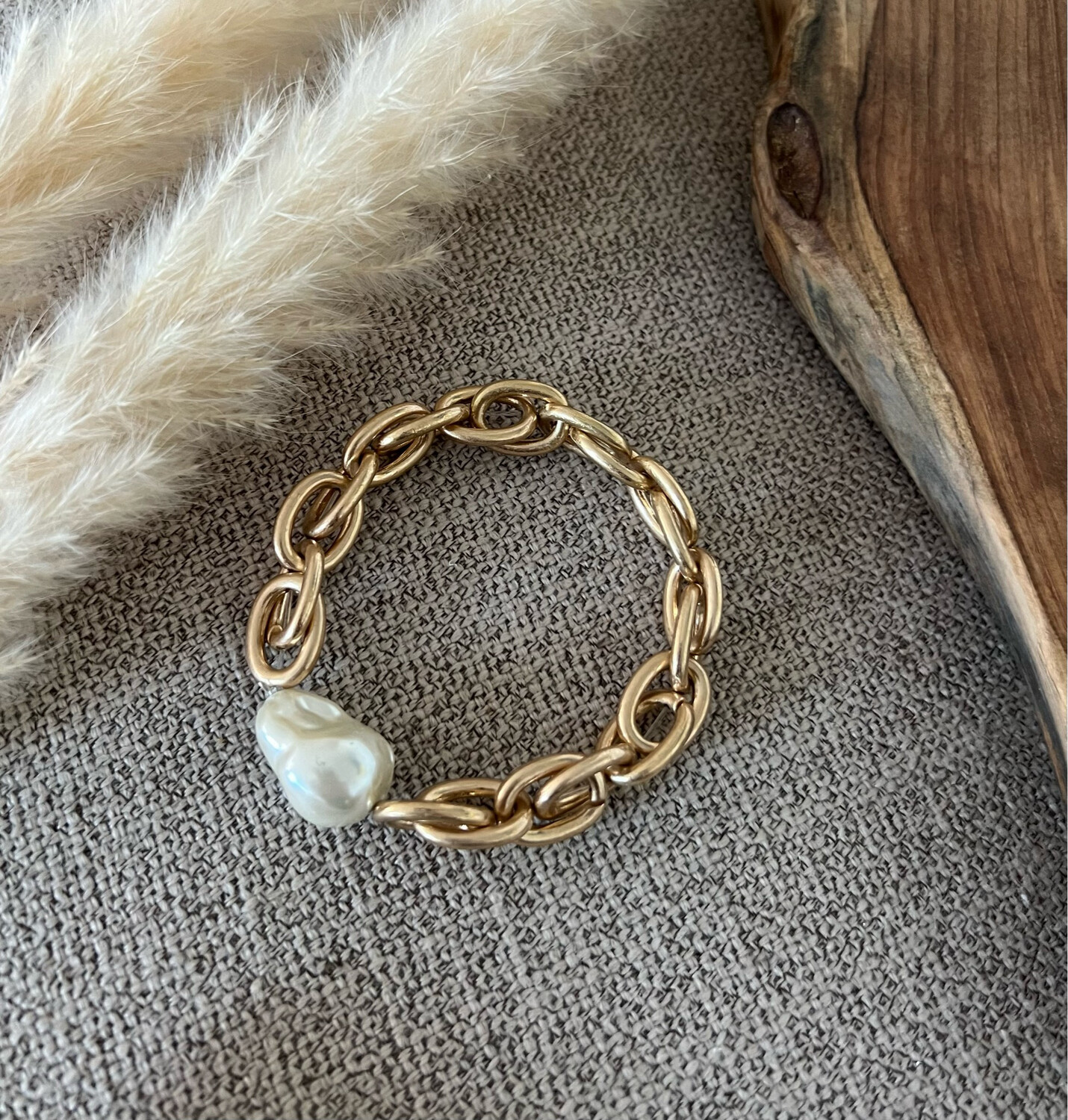 Gold Chain Pearl Bracelet