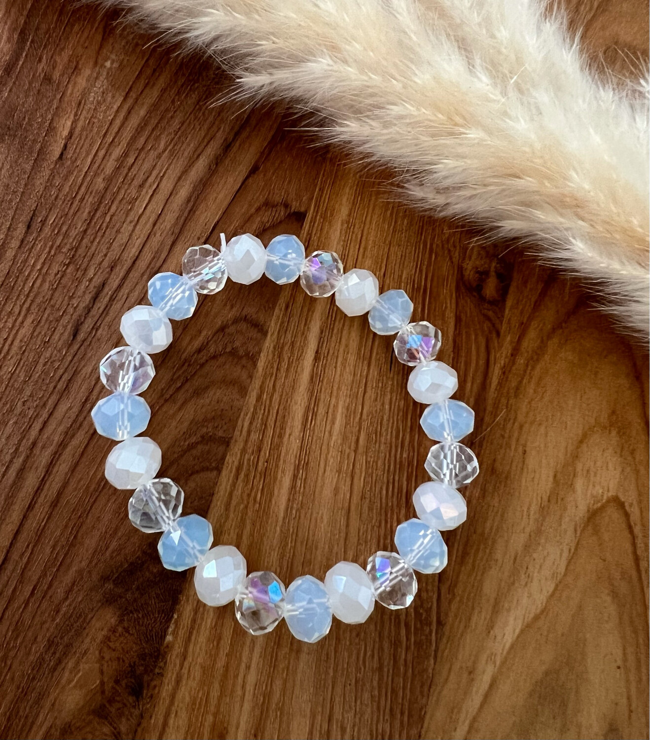 White Iridescent Beads Bracelet 