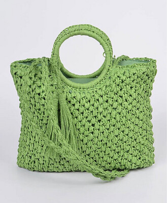 Lemon Green Straw Handbag