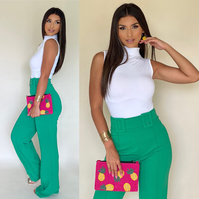 Emerald Green Belted Pants