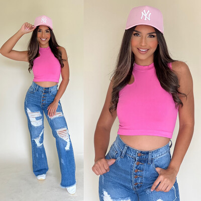 Barbie Pink Cut Out Top (One Size)