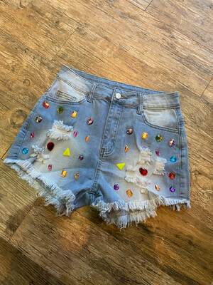 Bejeweled Denim Shorts