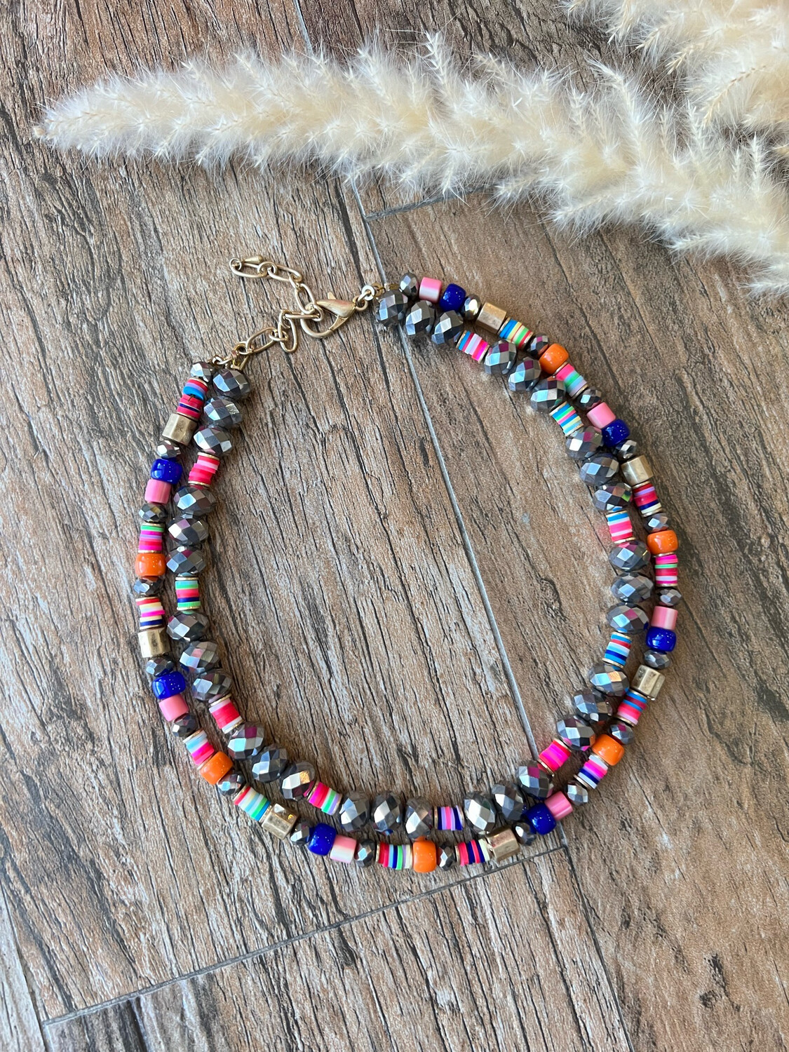 Multicolors Crystals Two Layers Necklace