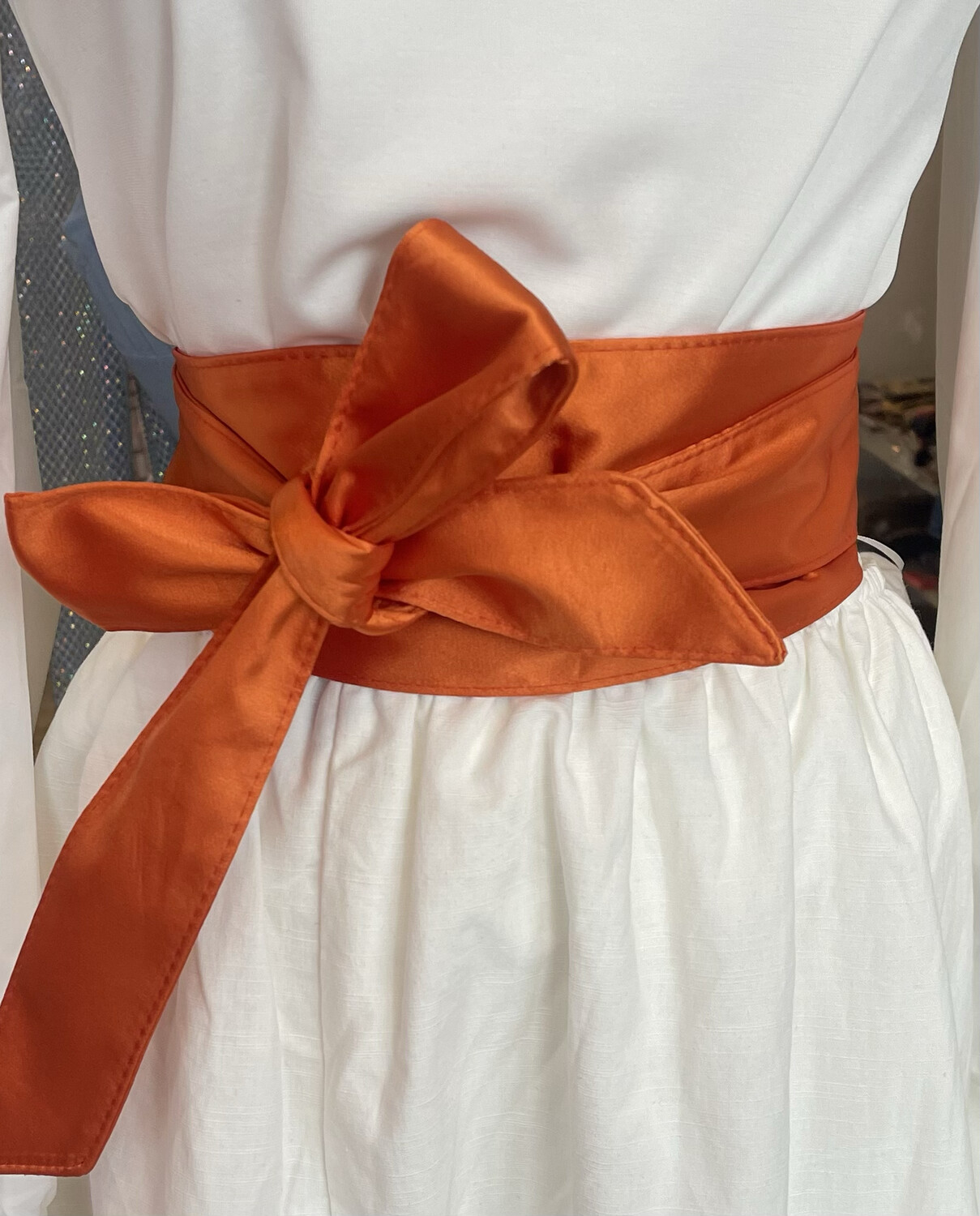 Orange Satin Wrap Belt