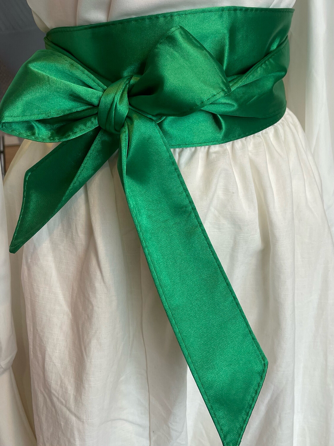 Green Emerald Satin Wrap Belt