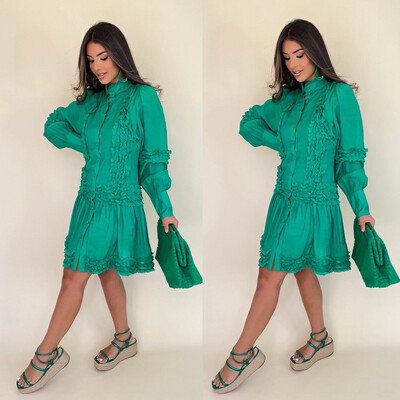 Designer Inspired Green Ruffles Dress