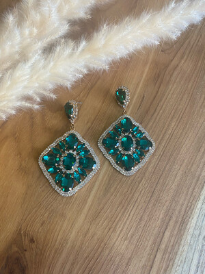 Emerald Bejeweled Earrings