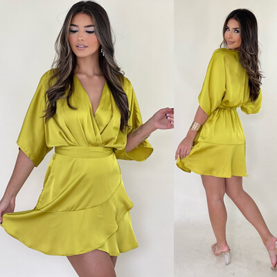 Chartreuse Satin Dress