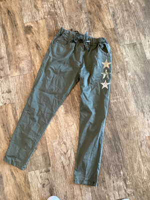 Olive Green Stars Joggers (One Size)
