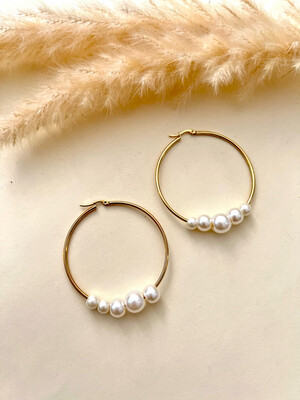 Pearls Hoops Earrings