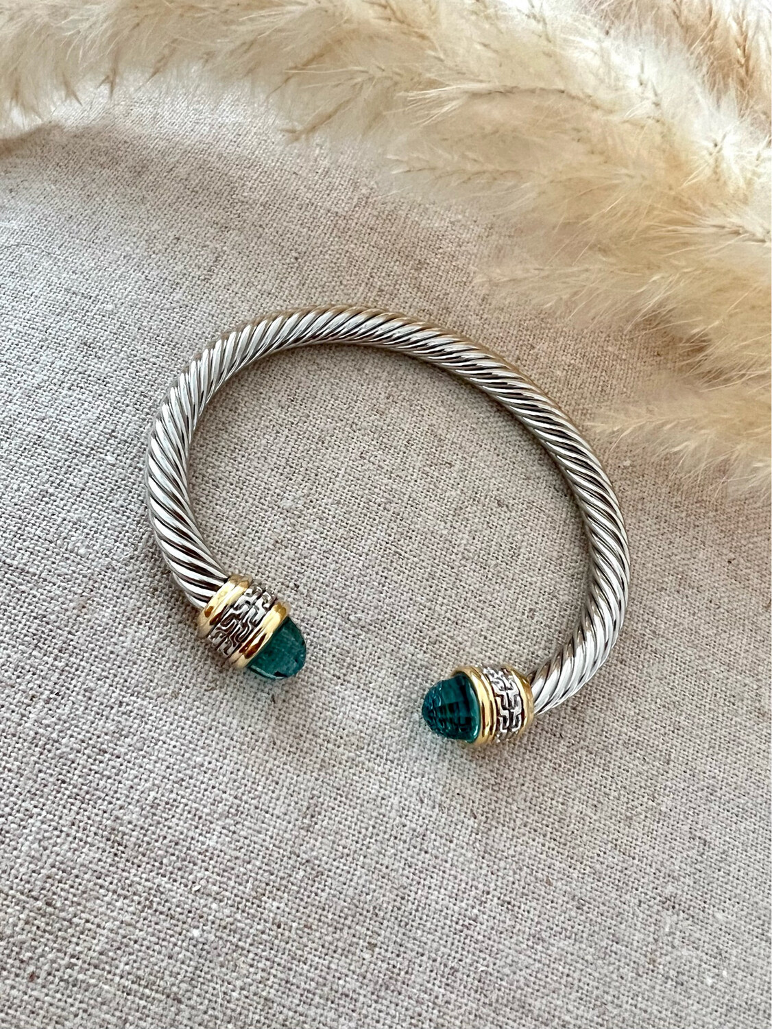 Silver Green Designer Inspired Bracelet