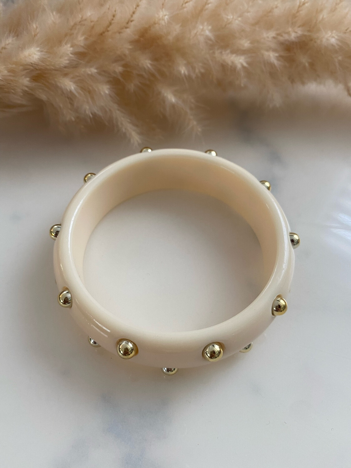 Ivory Gold Acrylic Bracelet 