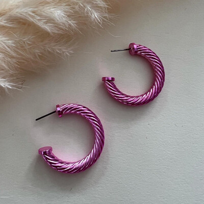 Pink Medium Hoops Earrings