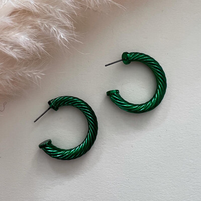 Forest Green Medium Hoops Earrings