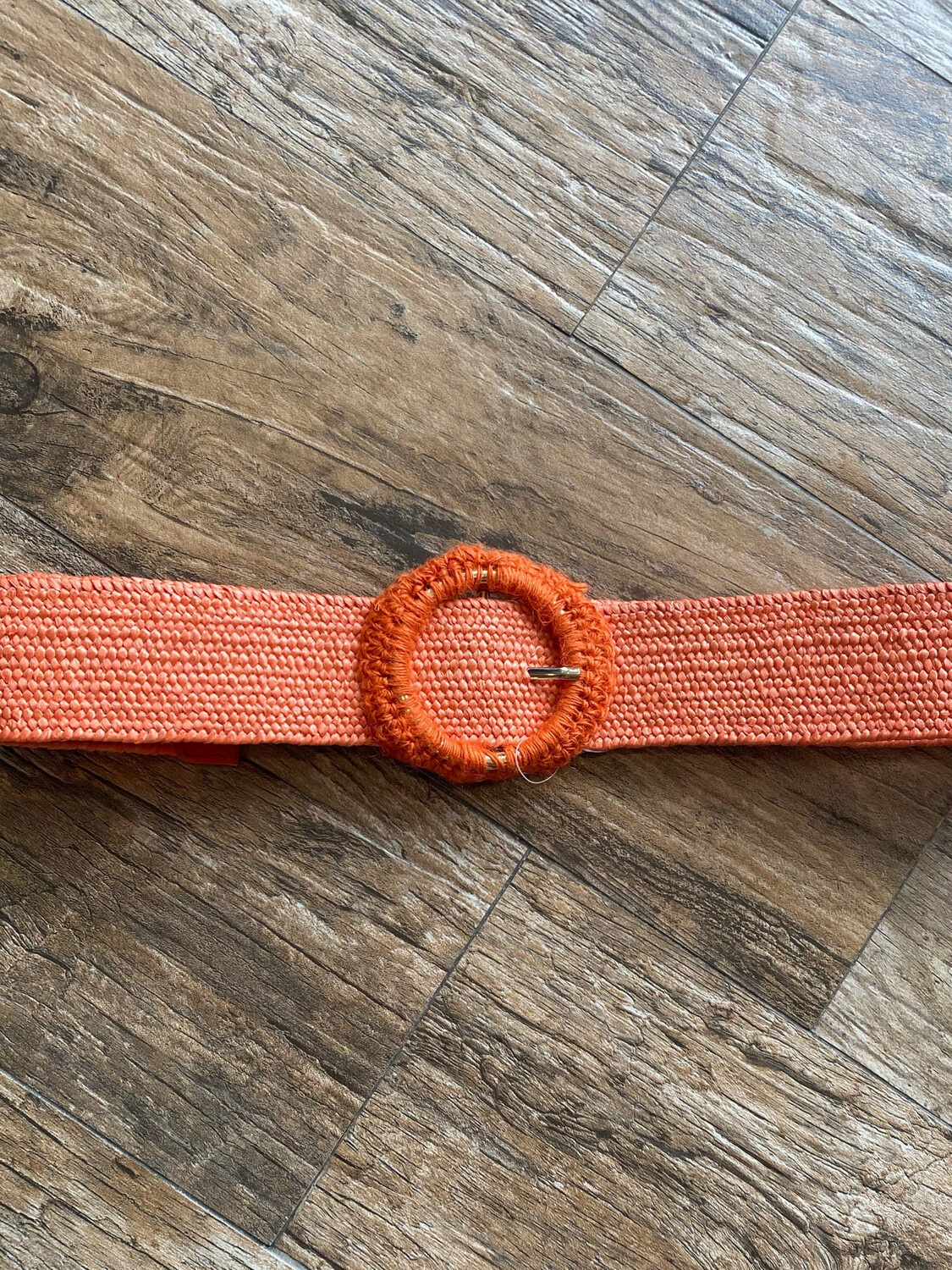 Orange Raffia Spandex Belt