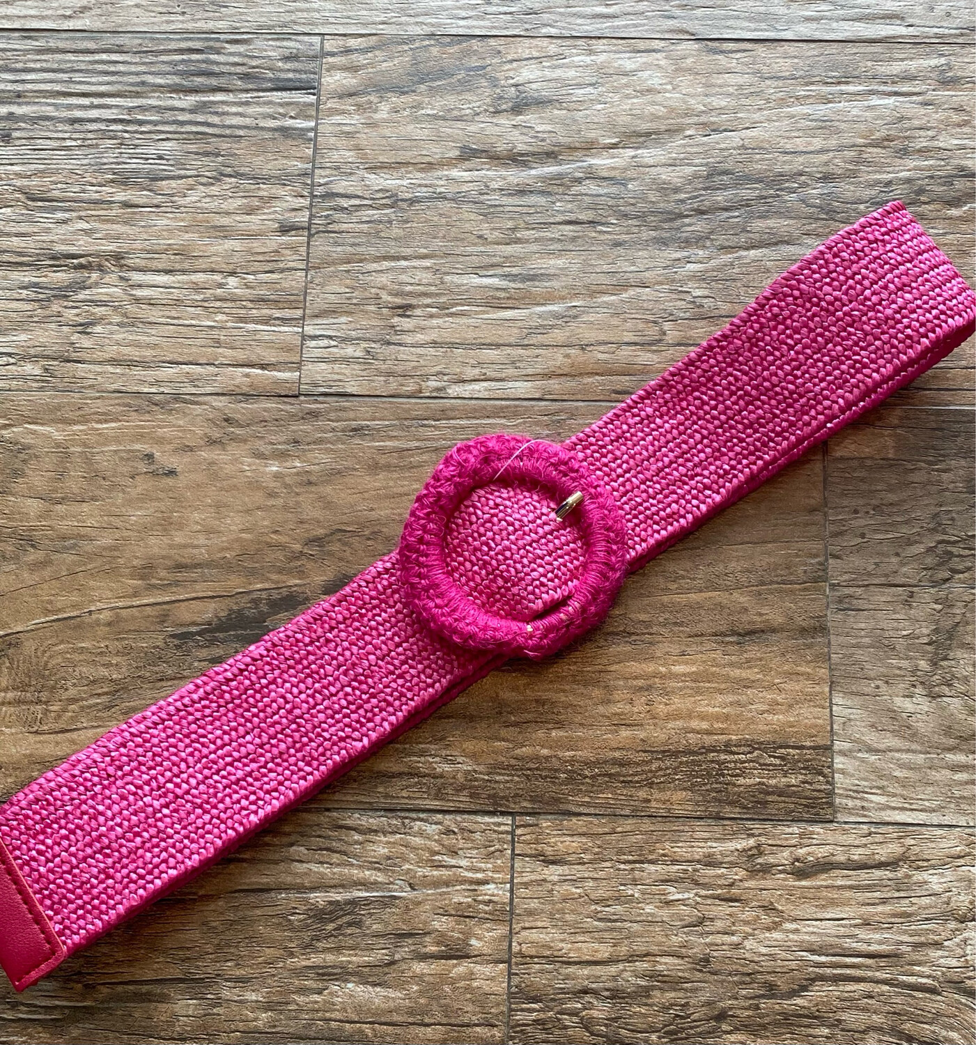 New Pink Raffia Spandex Belt