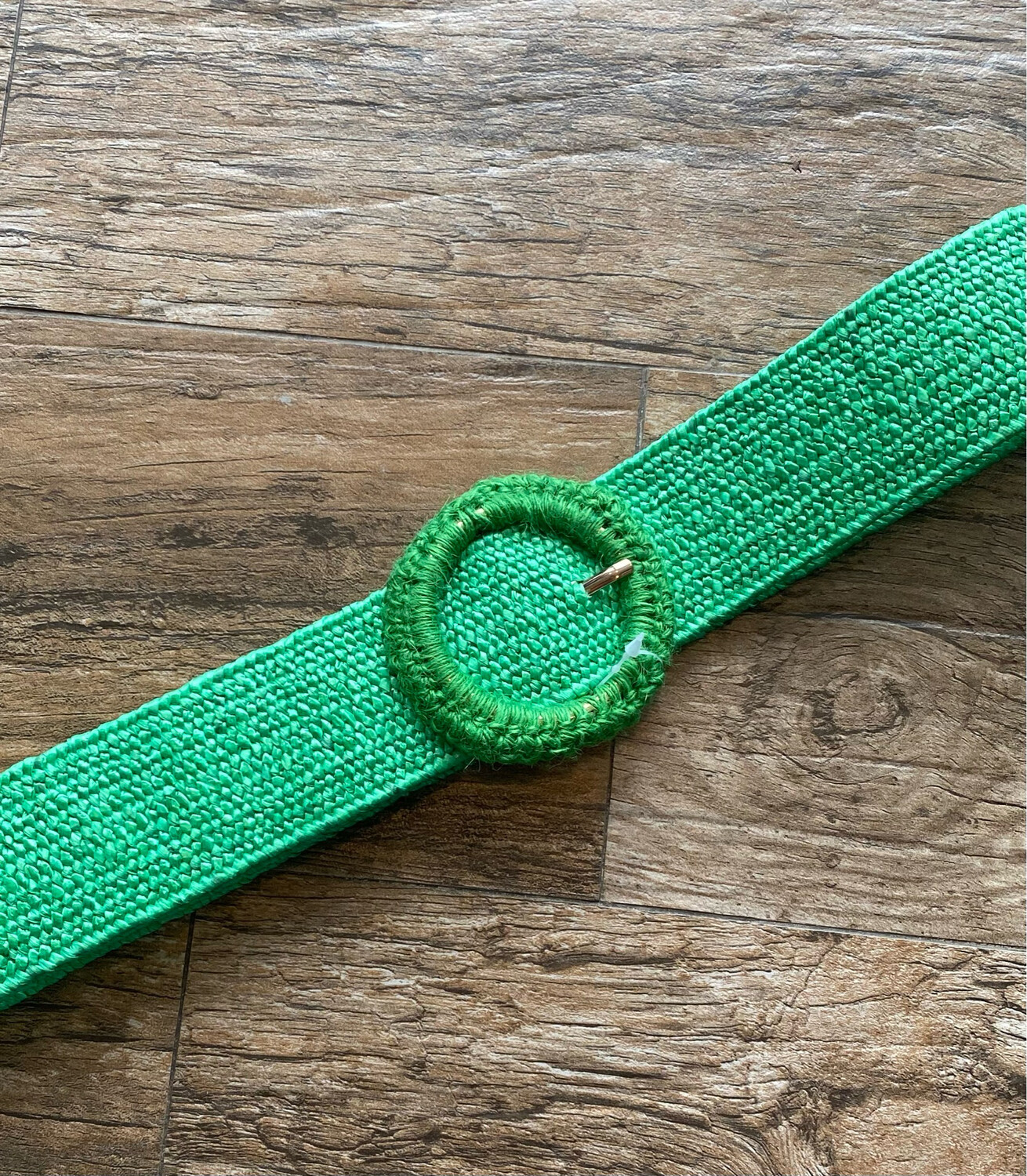 New Green Raffia Spandex Belt