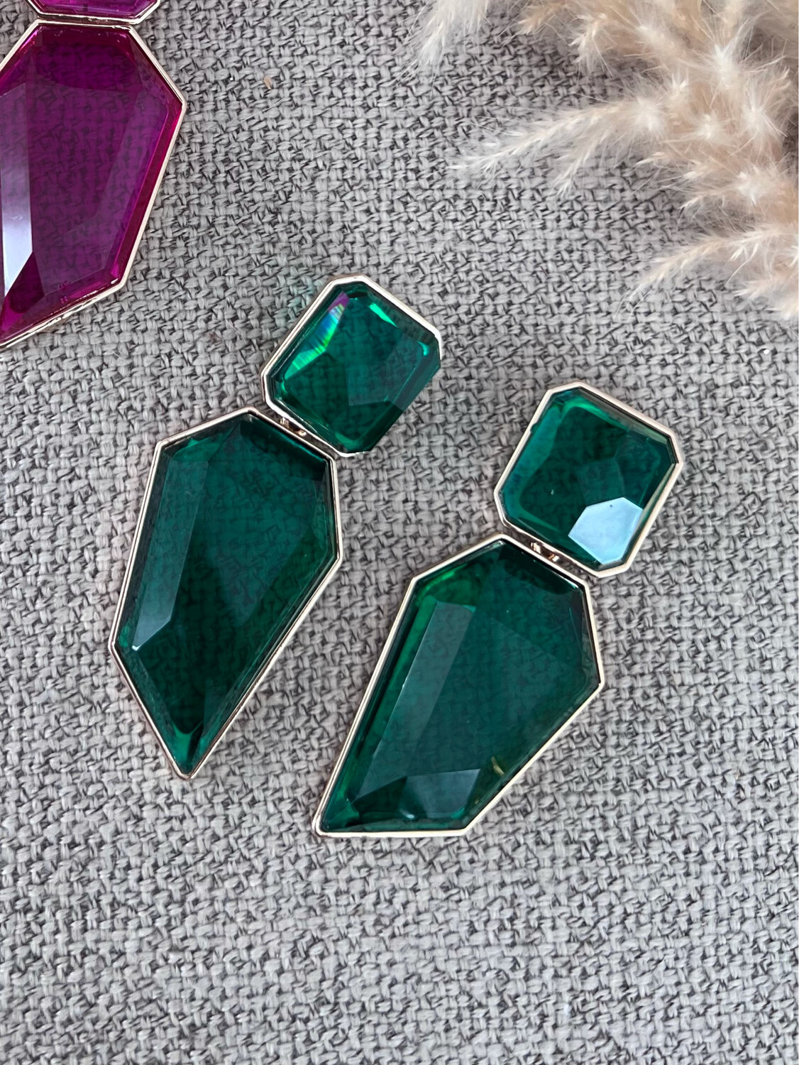 Green Bejeweled Earrings
