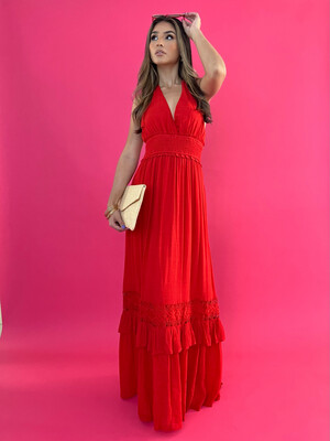 Red Boho Maxi Dress