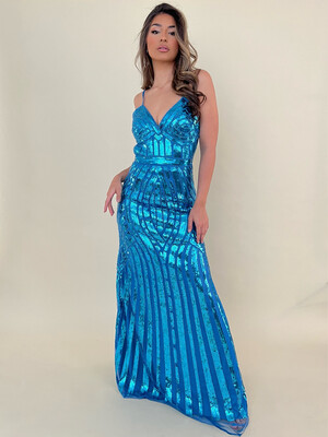 Ocean Blue Night Sequins Dress