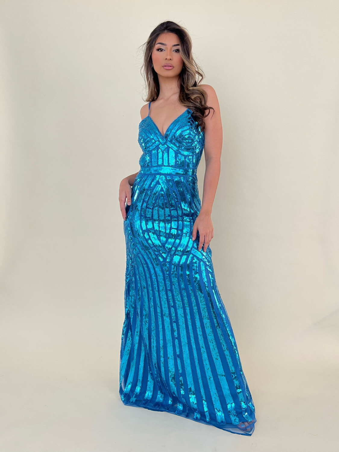 Ocean Blue Night Sequins Dress