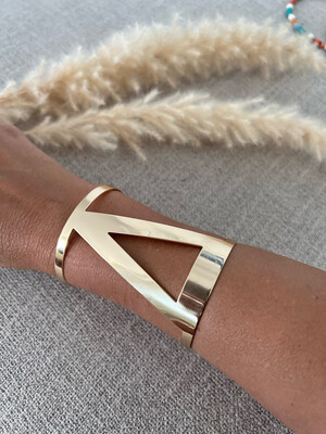 V Gold Cuff Bracelet