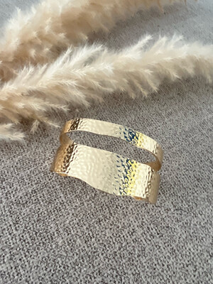 Golden Hammered Shape Cuff Bracelet