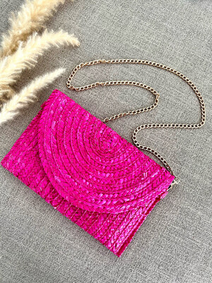 Fuchsia Raffia Clutch