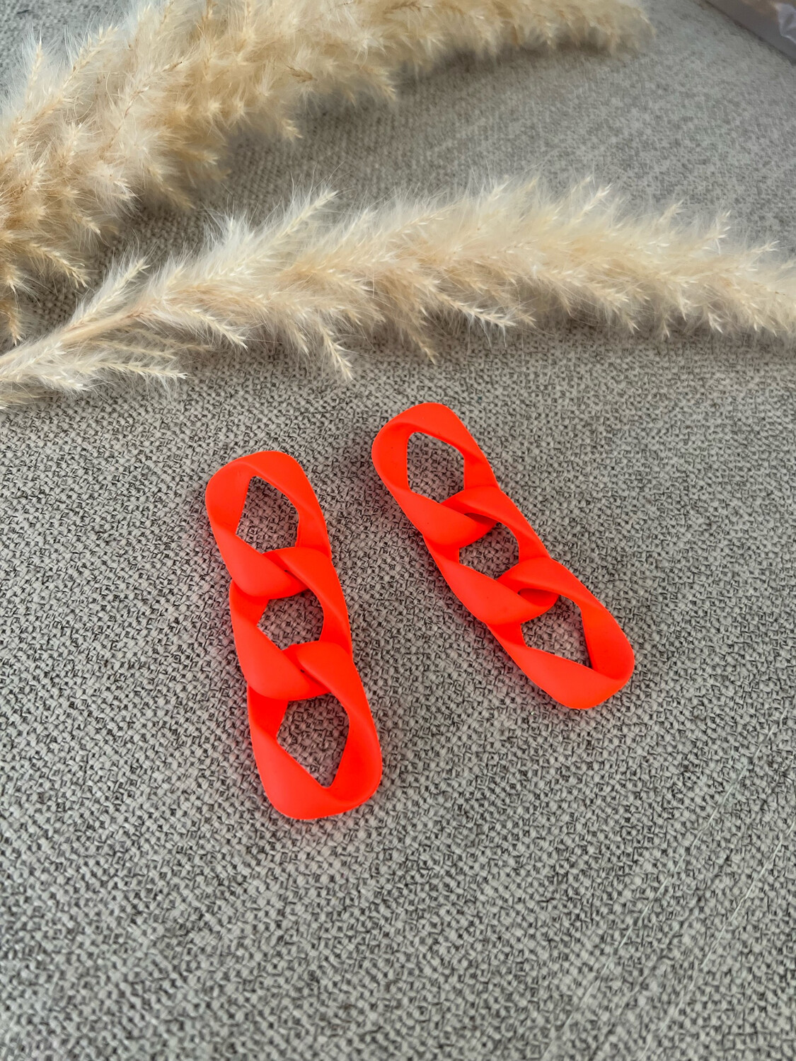 Neon Orange Bold Chain Earrings