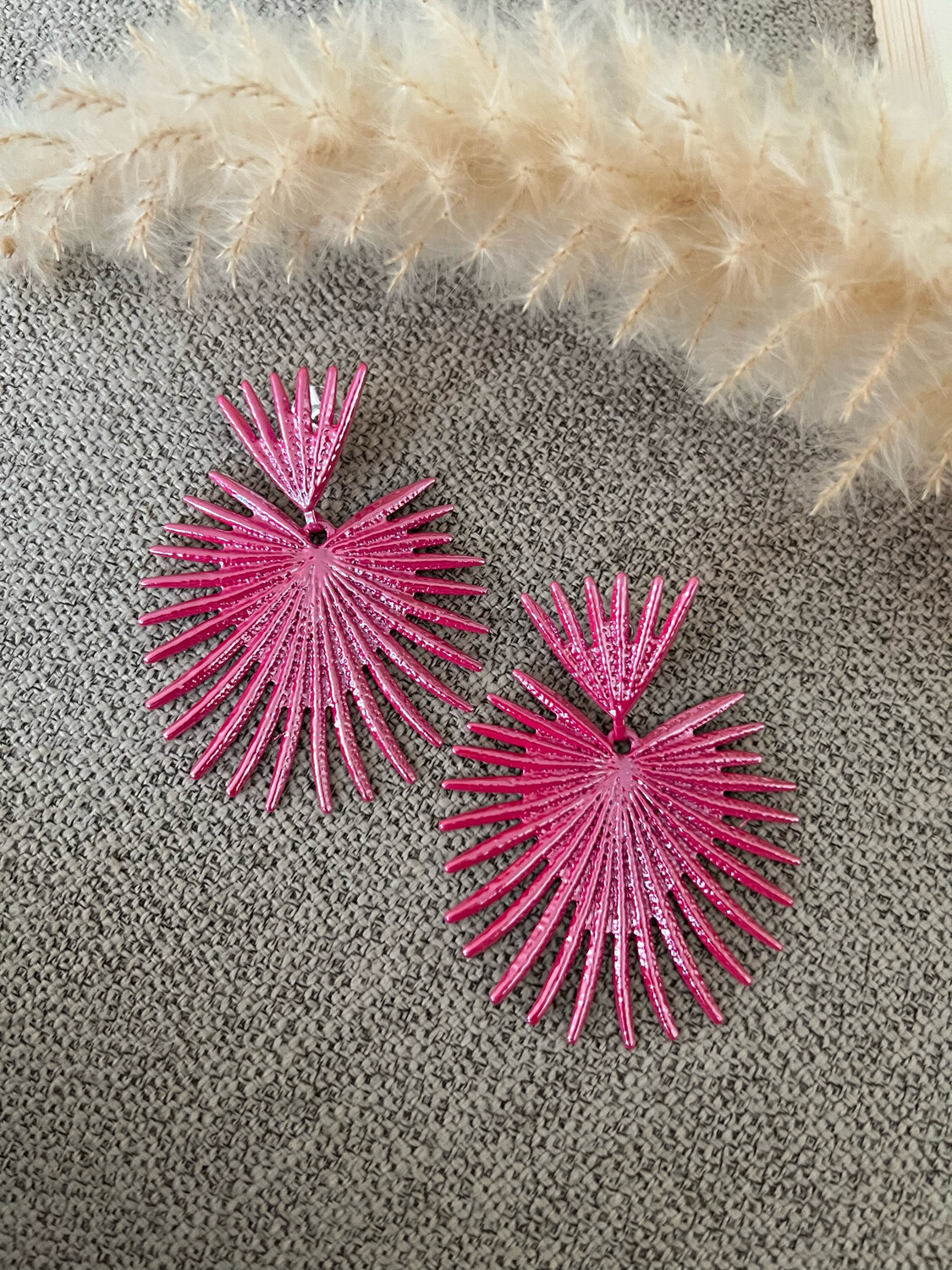 Pink Exotic Flower Earrings