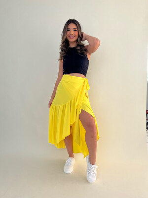 Yellow Wrap Maxi Skirt (One Size)