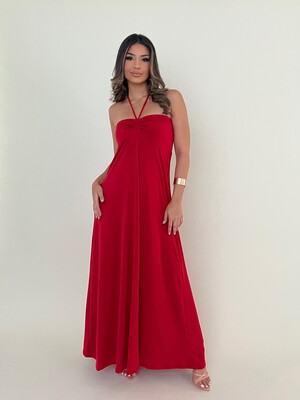 Red Halter Maxi Dress By ZC