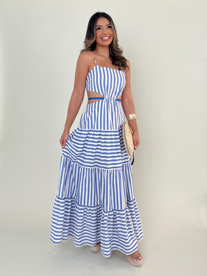 Blue Stripes Maxi Dress