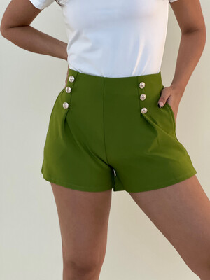 Vintage Green Flared Shorts
