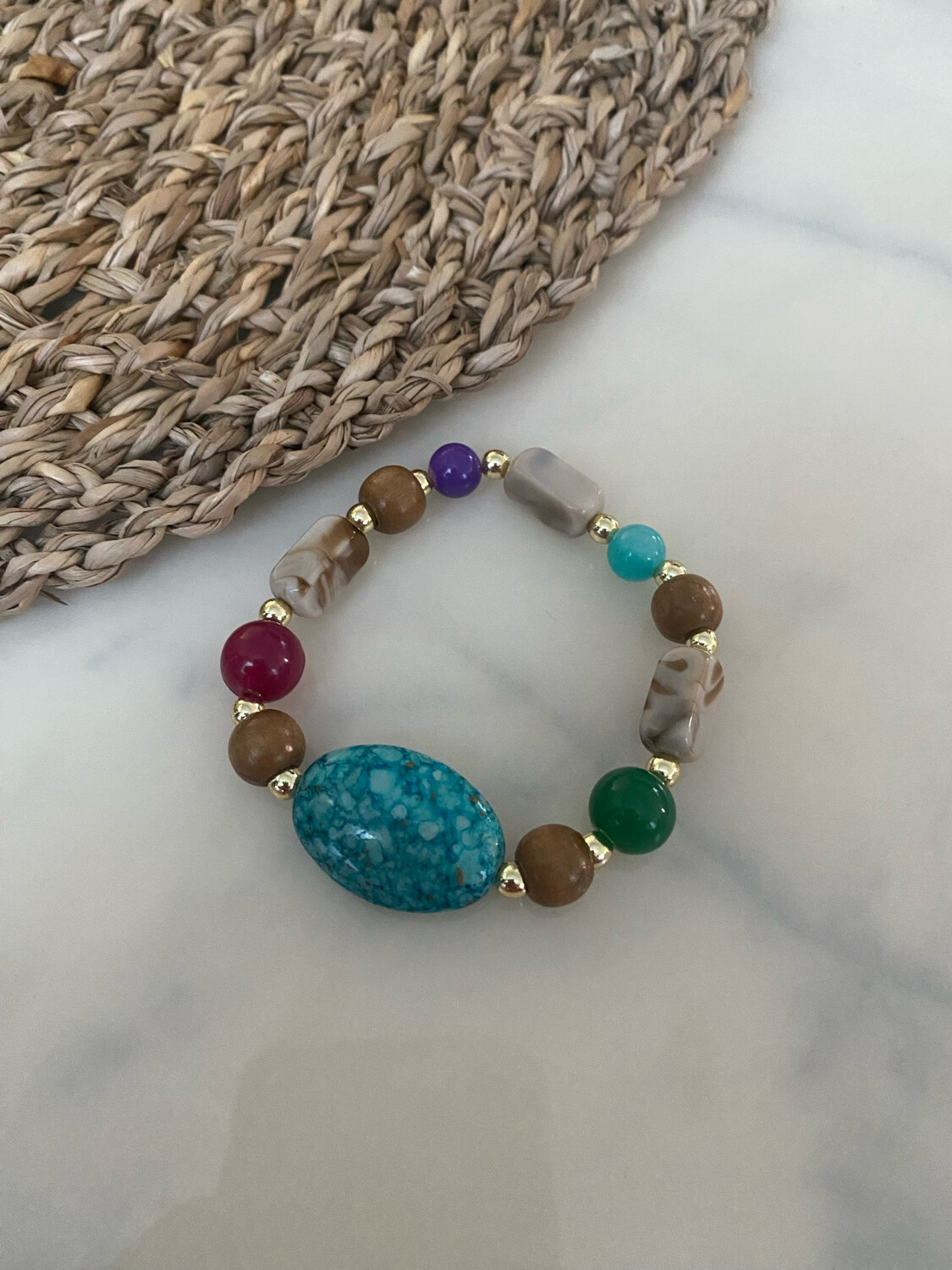 Oval Turquoise Beads Bracelet