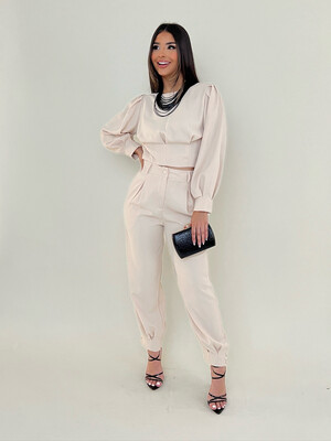 Ivory Blouse & Pants Set