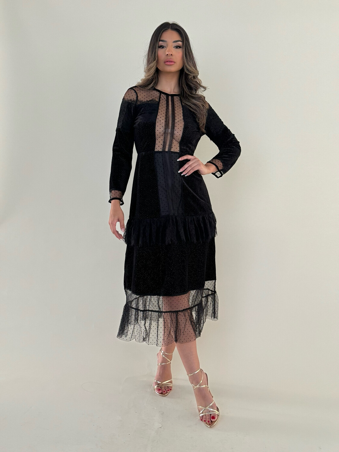Gracia Black Lace Midi Dress