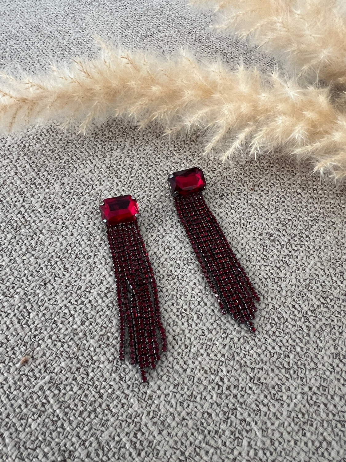 Ruby Red Elegant Drops Earrings