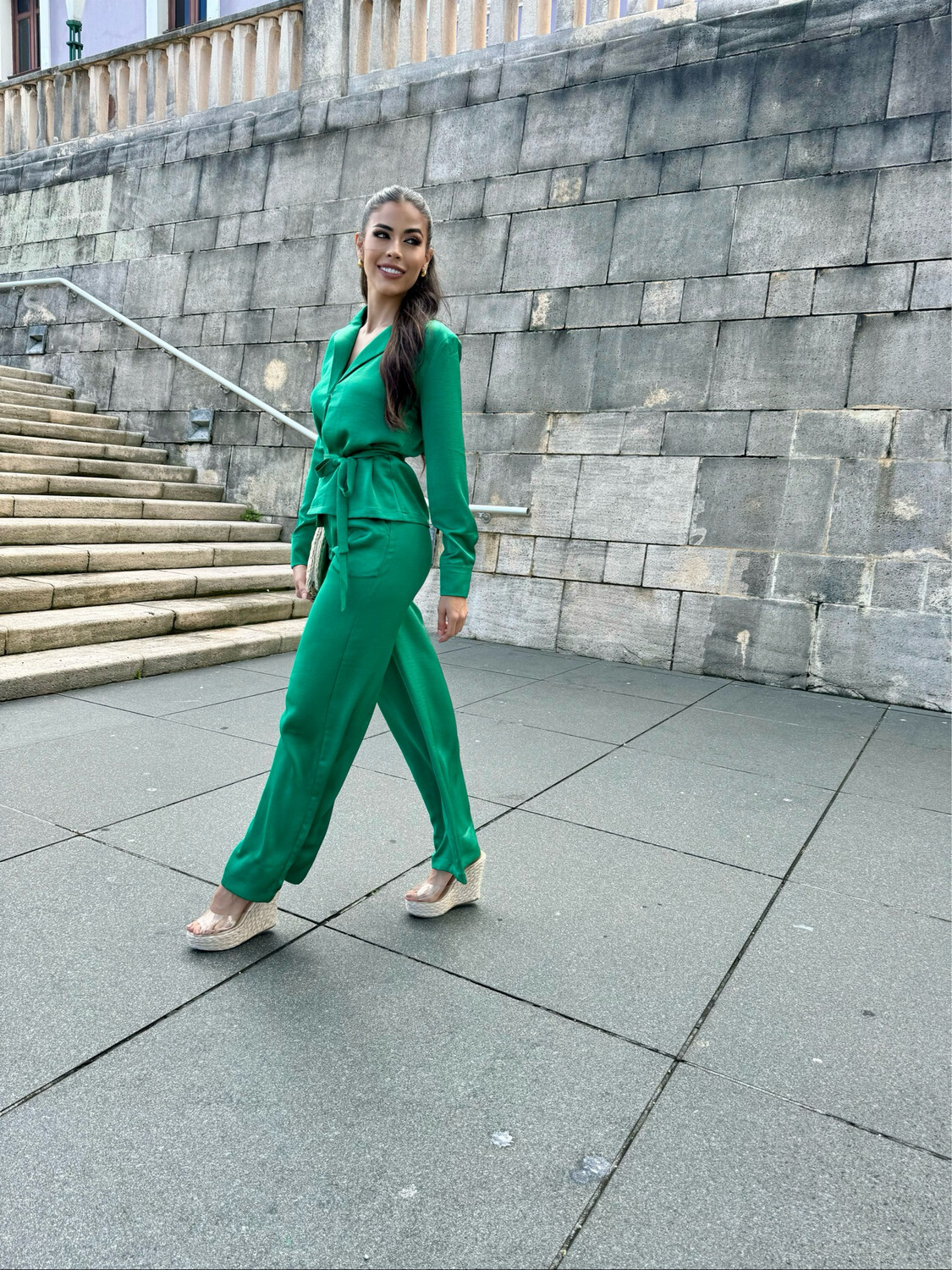 Emerald Green Blouse & Pants Set