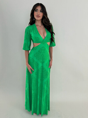 Kelly Green Cut Out Maxi Dress By Pía