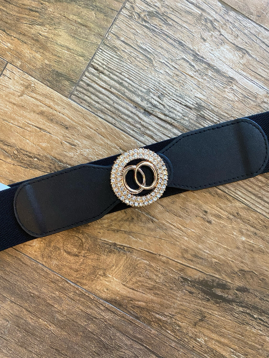 Black Rhinestone Spandex Plus Belt