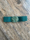 Dark Green Raffia Spandex Belt