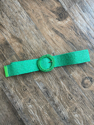 Emerald Green Raffia Spandex Belt