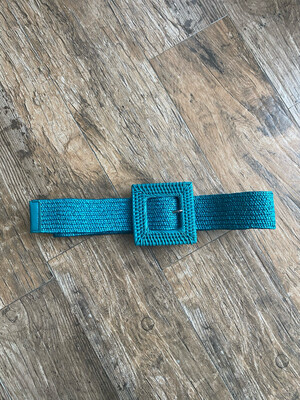 Teal Raffia Spandex Belt