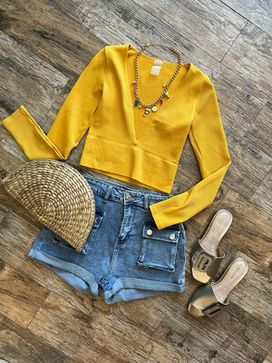 Gold Mustard V Longsleeve Top (One Size)