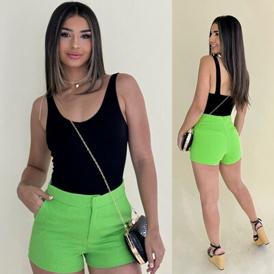 Apple Green Linen Shorts
