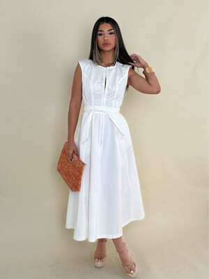 White Poplin Midi Dress