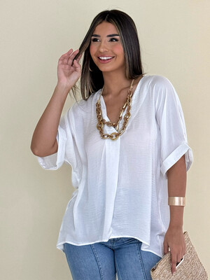 White Silky Loose Blouse